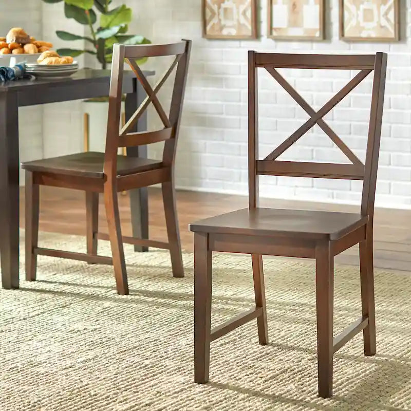 Solid Wood Crossback Dining Chairs (Set of 2)