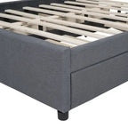 Linen Upholstered Platform Bed with 2 Drawers and Trundle,Queen/Full Size