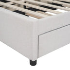 Linen Upholstered Platform Bed with 2 Drawers and Trundle,Queen/Full Size