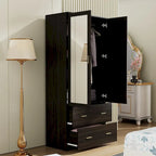 Freestanding Modern Minimalist Bedroom Wooden Armoire Wardrobe