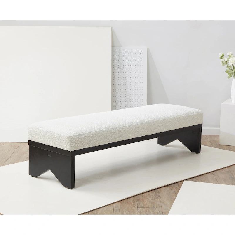 Couture Boris Mid-Century Modern Bench - 62.4 In. W x 19.7 In. D x 16.5 In. H - 62Wx20Dx17H