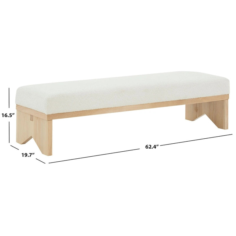 Couture Boris Mid-Century Modern Bench - 62.4 In. W x 19.7 In. D x 16.5 In. H - 62Wx20Dx17H