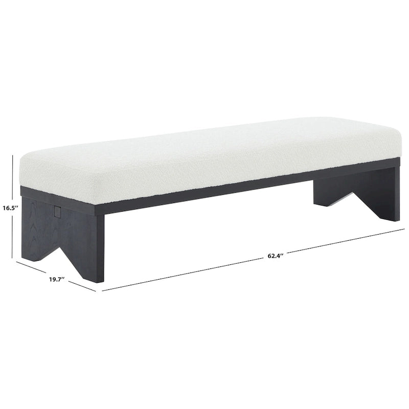 Couture Boris Mid-Century Modern Bench - 62.4 In. W x 19.7 In. D x 16.5 In. H - 62Wx20Dx17H