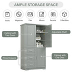 Tall and Wide Storage Cabinet with Doors for Bathroom/Office Three Drawers Grey/White/Black