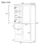 Tall and Wide Storage Cabinet with Doors for Bathroom/Office Three Drawers Grey/White/Black