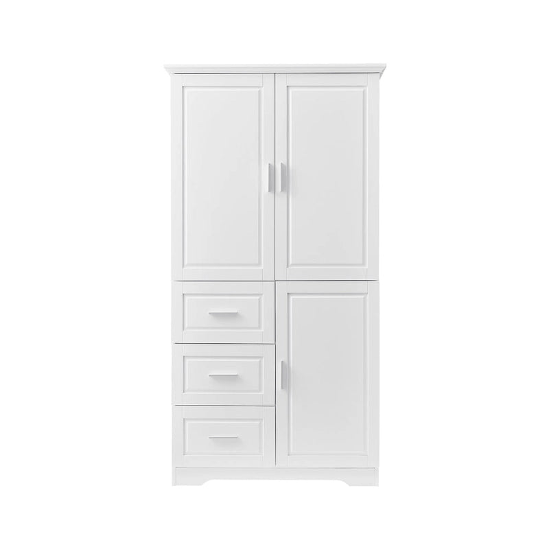 Tall and Wide Storage Cabinet with Doors for Bathroom/Office Three Drawers Grey/White/Black