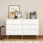 6-Drawer Double Dresser with Gold Accents Bedroom Storage Solution