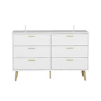 6-Drawer Double Dresser with Gold Accents Bedroom Storage Solution