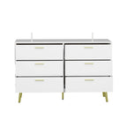 6-Drawer Double Dresser with Gold Accents Bedroom Storage Solution