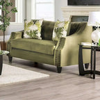 Olie Transitional Green Solid Wood Padded Loveseat by 