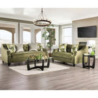 Olie Transitional Green Solid Wood Padded Loveseat by