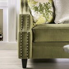 Olie Transitional Green Solid Wood Padded Loveseat by