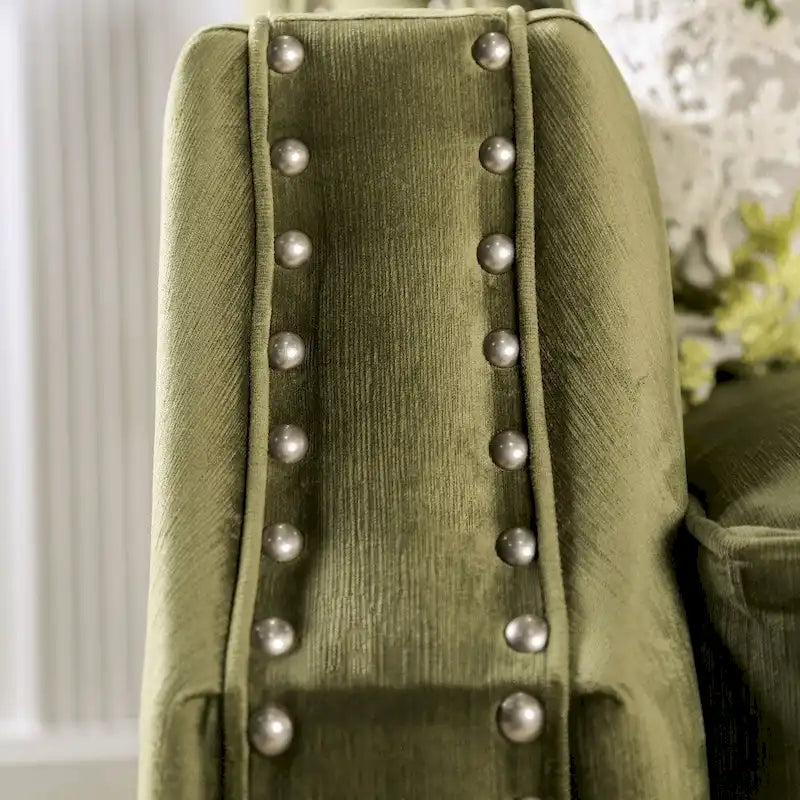 Olie Transitional Green Solid Wood Padded Loveseat by