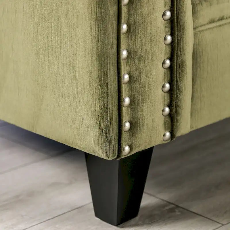 Olie Transitional Green Solid Wood Padded Loveseat by