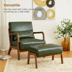 30.75H Mid-Century PU Leather Armchair with Ottoman Set