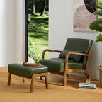 30.75H Mid-Century PU Leather Armchair with Ottoman Set