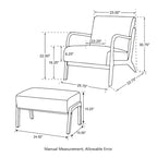 30.75H Mid-Century PU Leather Armchair with Ottoman Set