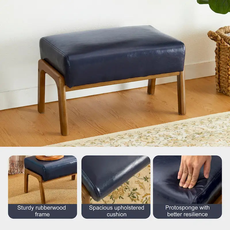 30.75H Mid-Century PU Leather Armchair with Ottoman Set