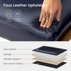 30.75H Mid-Century PU Leather Armchair with Ottoman Set