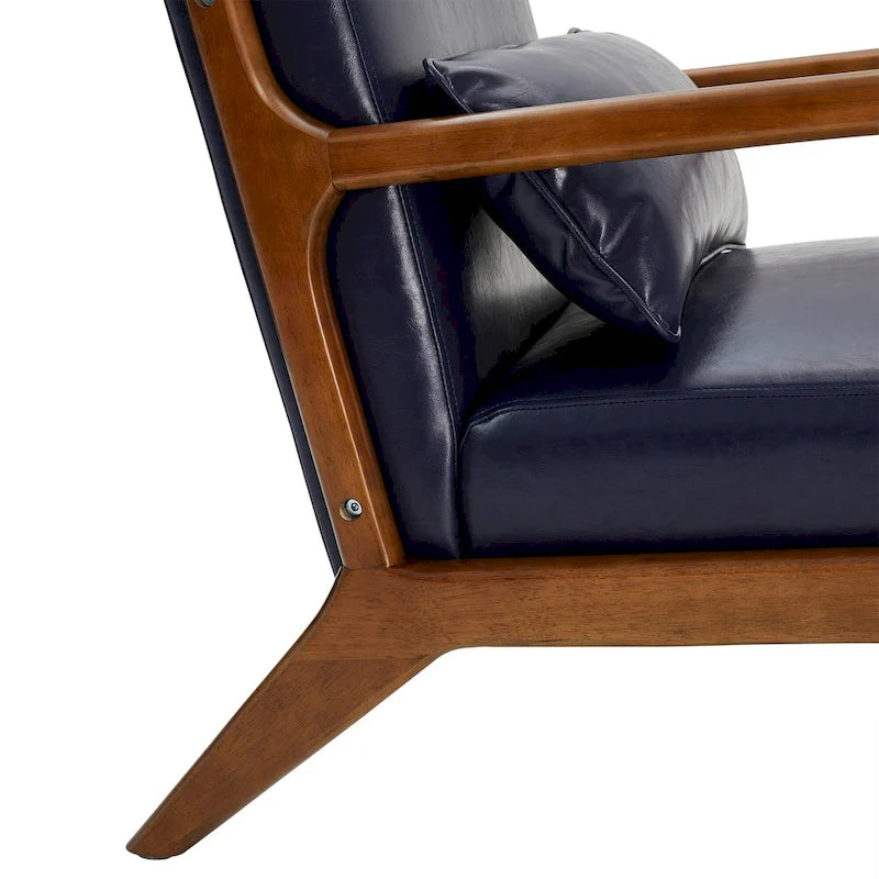 30.75H Mid-Century PU Leather Armchair with Ottoman Set