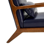 30.75H Mid-Century PU Leather Armchair with Ottoman Set