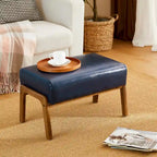 30.75H Mid-Century PU Leather Armchair with Ottoman Set
