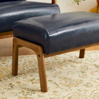 30.75H Mid-Century PU Leather Armchair with Ottoman Set