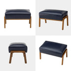 30.75H Mid-Century PU Leather Armchair with Ottoman Set