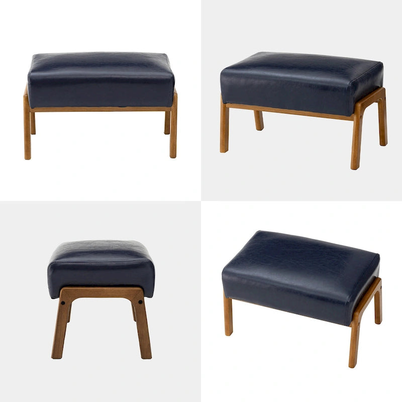 30.75H Mid-Century PU Leather Armchair with Ottoman Set