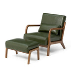 30.75H Mid-Century PU Leather Armchair with Ottoman Set
