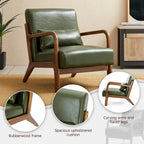 30.75H Mid-Century PU Leather Armchair with Ottoman Set