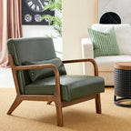 30.75H Mid-Century PU Leather Armchair with Ottoman Set