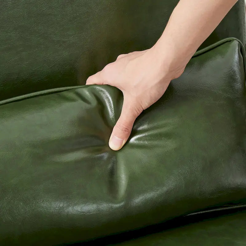 30.75H Mid-Century PU Leather Armchair with Ottoman Set