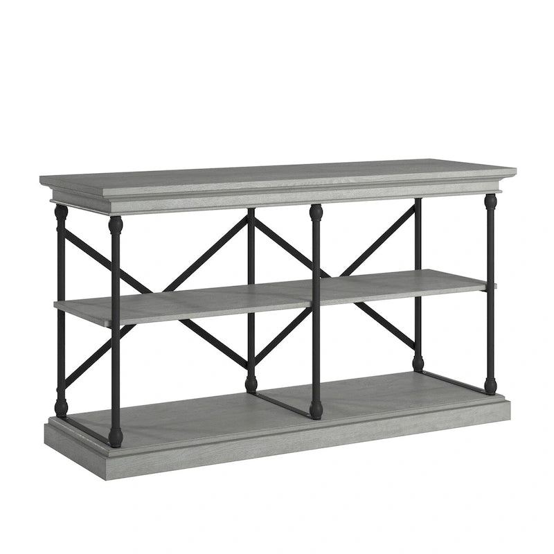 Barnstone Cornice Iron and Wood Entryway Console Table by