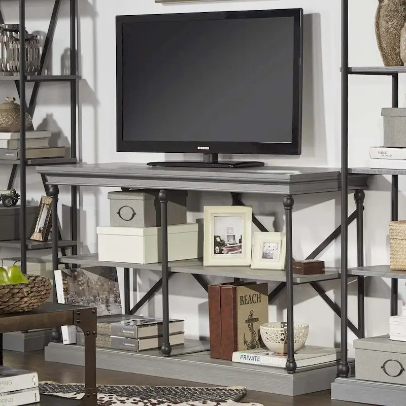 Barnstone Cornice Iron and Wood Entryway Console Table by