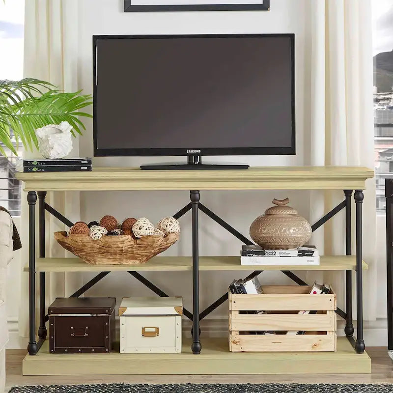 Barnstone Cornice Iron and Wood Entryway Console Table by