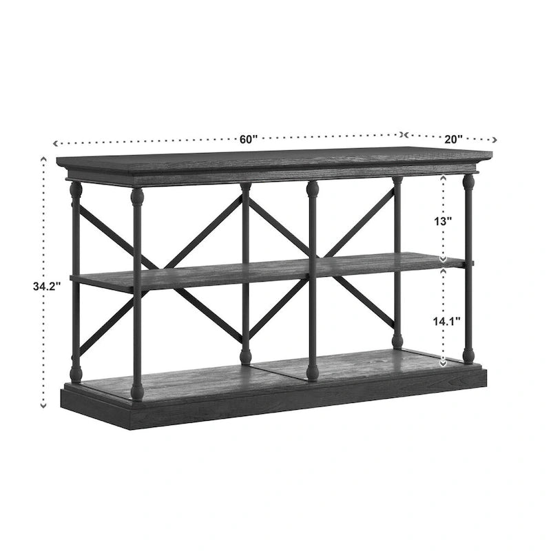 Barnstone Cornice Iron and Wood Entryway Console Table by
