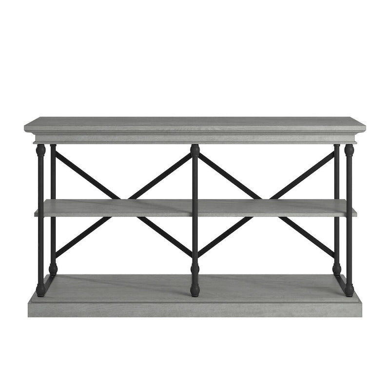 Barnstone Cornice Iron and Wood Entryway Console Table by