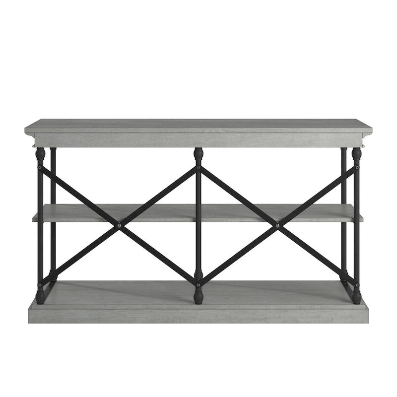 Barnstone Cornice Iron and Wood Entryway Console Table by