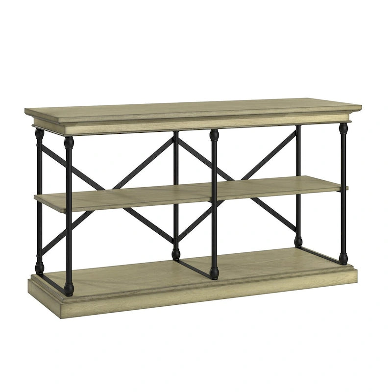 Barnstone Cornice Iron and Wood Entryway Console Table by
