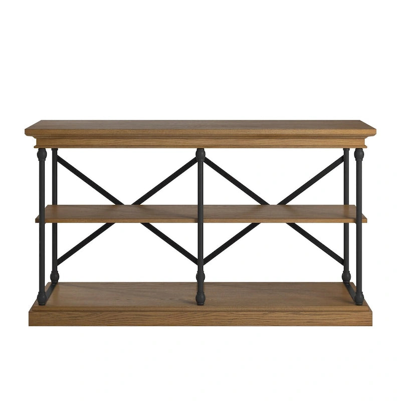 Barnstone Cornice Iron and Wood Entryway Console Table by