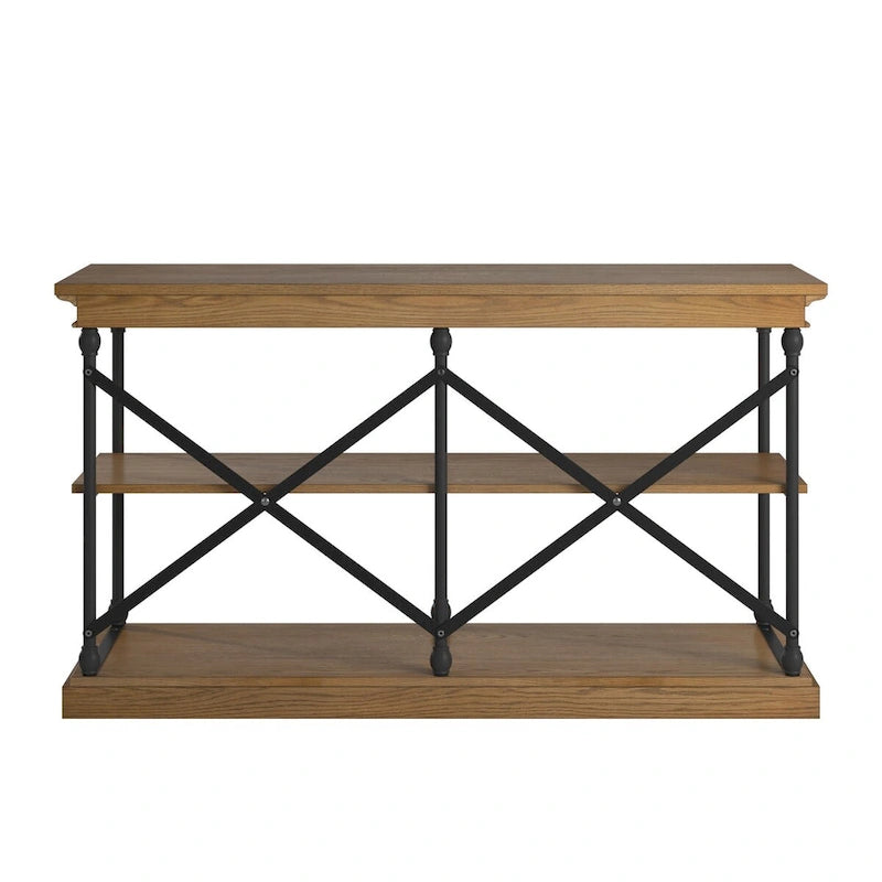 Barnstone Cornice Iron and Wood Entryway Console Table by