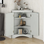 Corner Triangle Bathroom Storage Cabinet with Adjustable Shelves, Freestanding Floor Cabinet, Accent Cabinet for Living Room