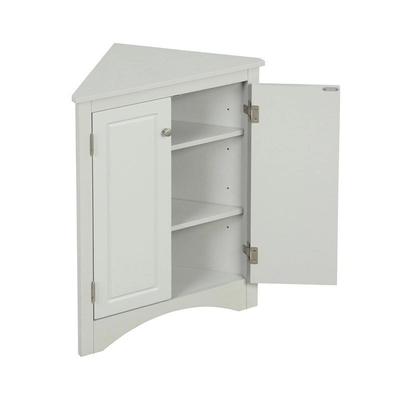 Corner Triangle Bathroom Storage Cabinet with Adjustable Shelves, Freestanding Floor Cabinet, Accent Cabinet for Living Room