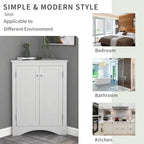 Corner Triangle Bathroom Storage Cabinet with Adjustable Shelves, Freestanding Floor Cabinet, Accent Cabinet for Living Room