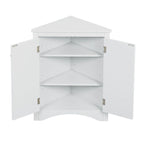 Corner Triangle Bathroom Storage Cabinet with Adjustable Shelves, Freestanding Floor Cabinet, Accent Cabinet for Living Room