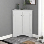 Corner Triangle Bathroom Storage Cabinet with Adjustable Shelves, Freestanding Floor Cabinet, Accent Cabinet for Living Room