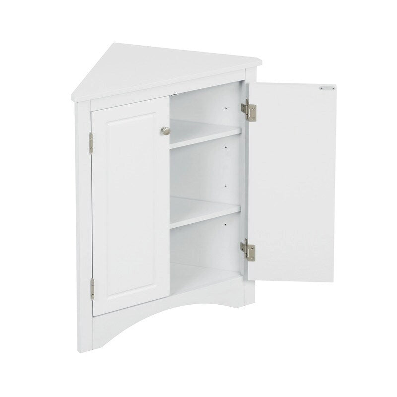 Corner Triangle Bathroom Storage Cabinet with Adjustable Shelves, Freestanding Floor Cabinet, Accent Cabinet for Living Room