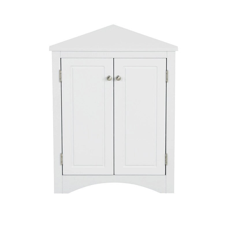 Corner Triangle Bathroom Storage Cabinet with Adjustable Shelves, Freestanding Floor Cabinet, Accent Cabinet for Living Room