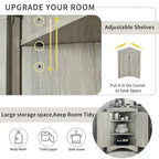 Corner Triangle Bathroom Storage Cabinet with Adjustable Shelves, Freestanding Floor Cabinet, Accent Cabinet for Living Room